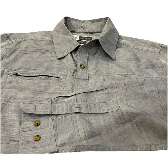 Exofficio Gray Long Sleeve INSECT SHIELD BugsAway Hiking Shirt M Medium EUC - Picture 1 of 4
